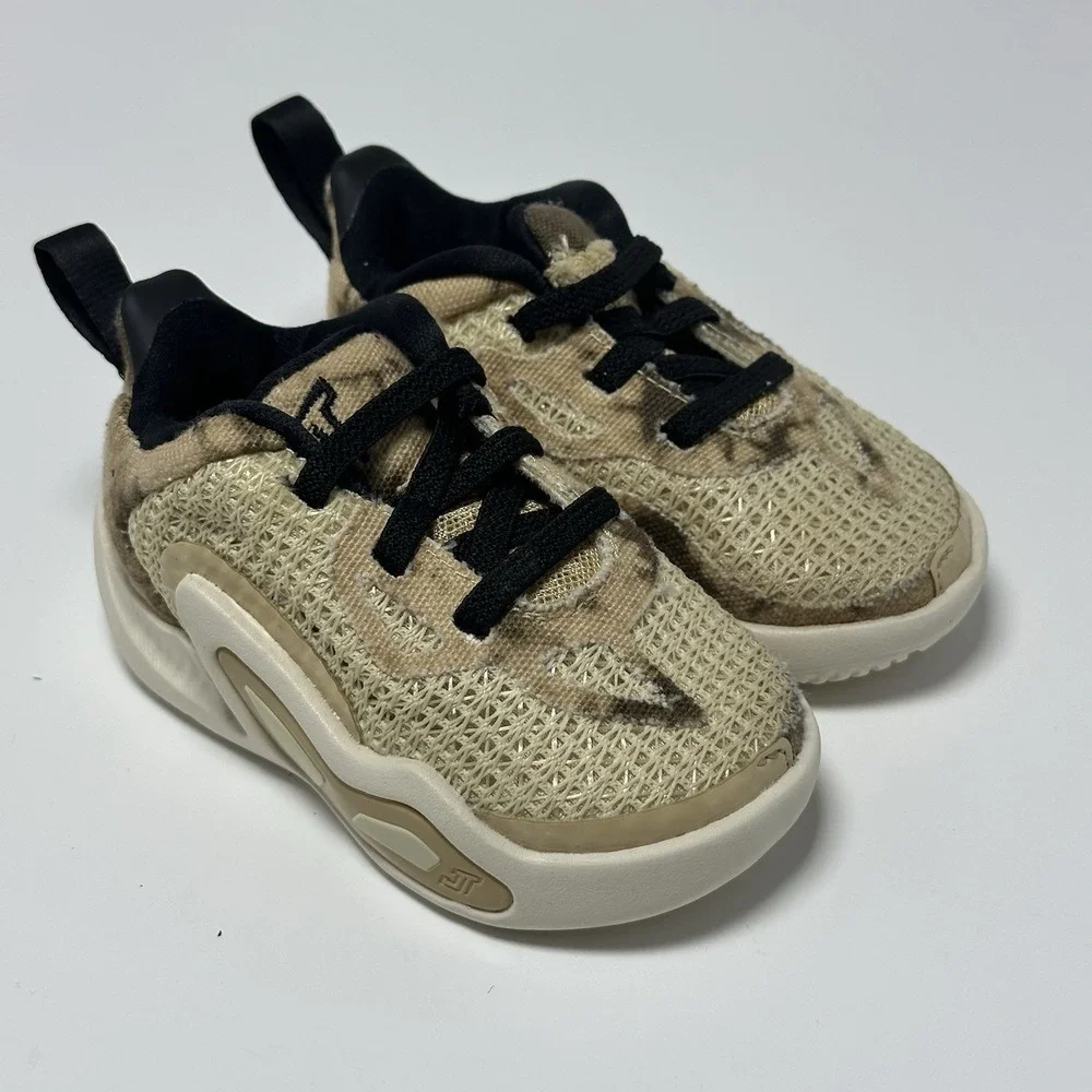 Jordan Tatum 1 Shoes Toddler Sz 4cBeige Black Athletic Slip On Trainers Sneakers